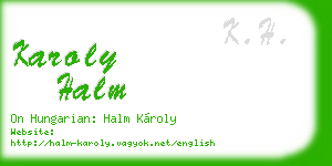 karoly halm business card